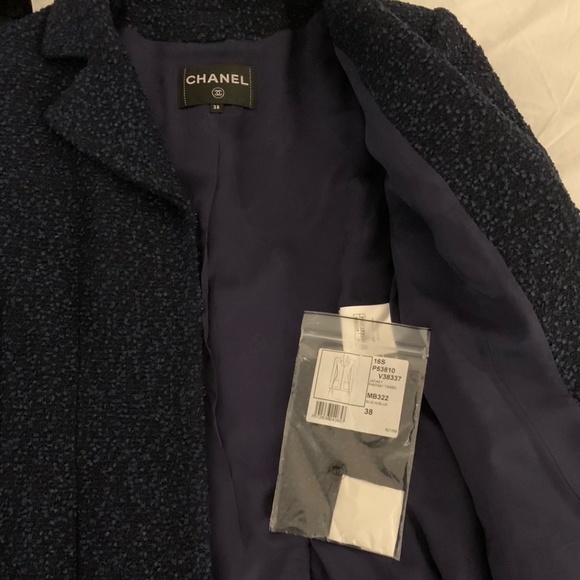 Chanel jacket/blazer in black/blue tweed - Picture 2 of 5